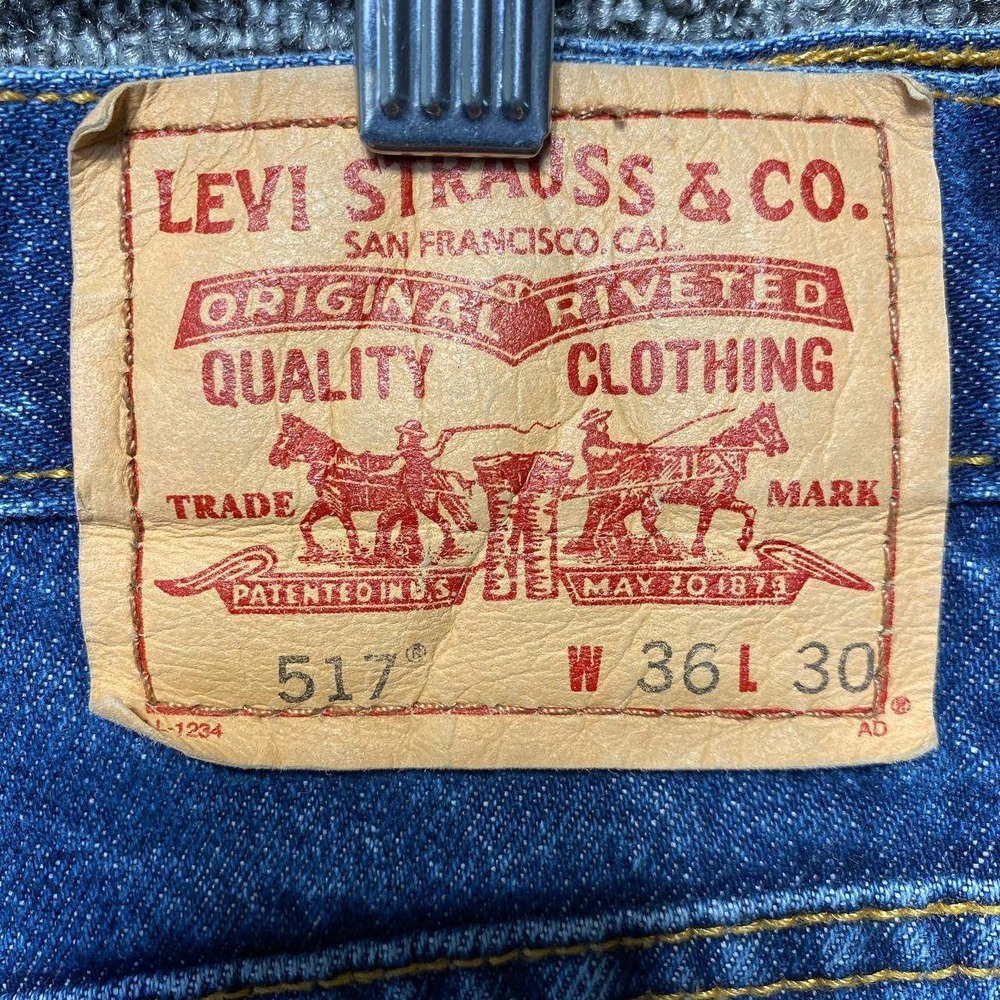 Levis 517 Bootcut Jeans Mens 36x30 Blue Medium Dark Wash Denim Rugged Workwear - Picture 4 of 15